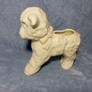 MCM Vintage White Lamb Sheep Ceramic Planter Nursery Decor Kitsch Pottery Craze